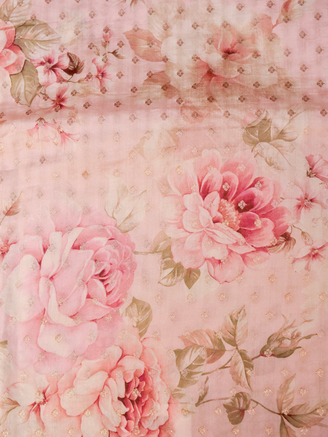 Pastel Pink Pure Chiniya Silk Printed Suit with Kadwa Organza Dupatta View 6