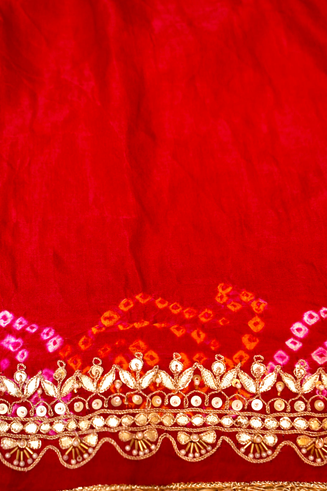 Pure Rani Pink Gajji Silk Gharchola Saree with Hand Embroidery