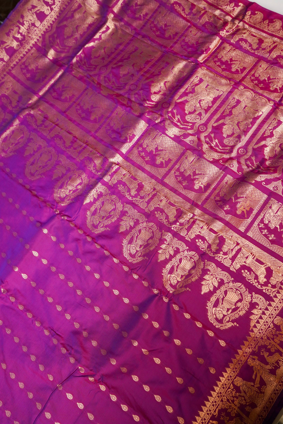 Royal Purple Soft Silk Baluchari Bridal Figure Motif Saree
