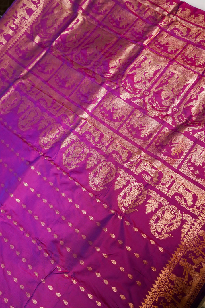 Royal Purple Soft Silk Baluchari Bridal Figure Motif Saree