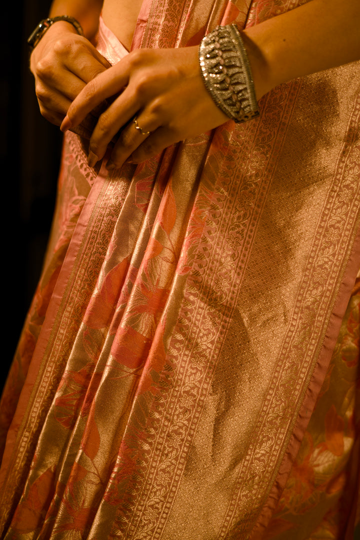 Contemporary Handwoven Banarasi Pure Katan Brocade Silk Saree with Exclusive Designer Jaal View 6