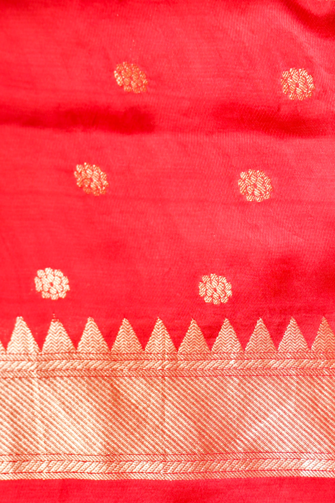 Bridal Red Pure Banarasi Kota Silk Saree with Silk Weaving Border