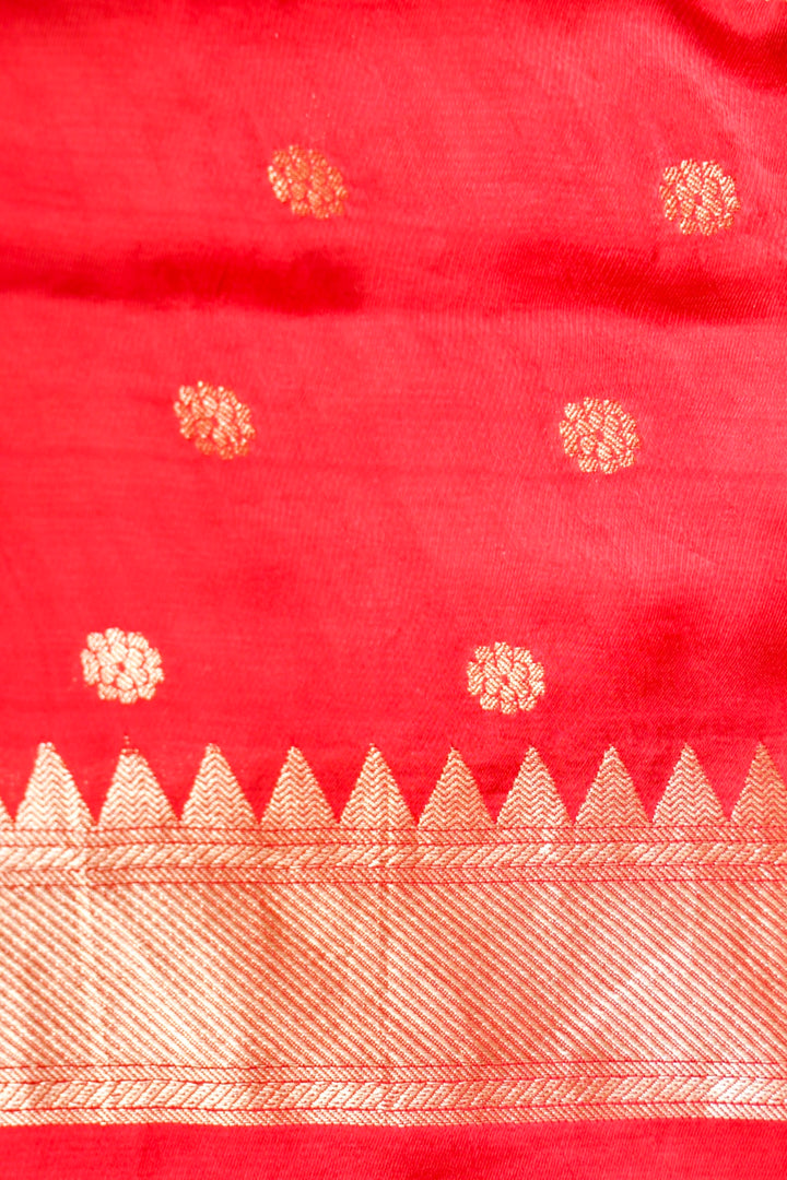 Bridal Red Pure Banarasi Kota Silk Saree with Silk Weaving Border