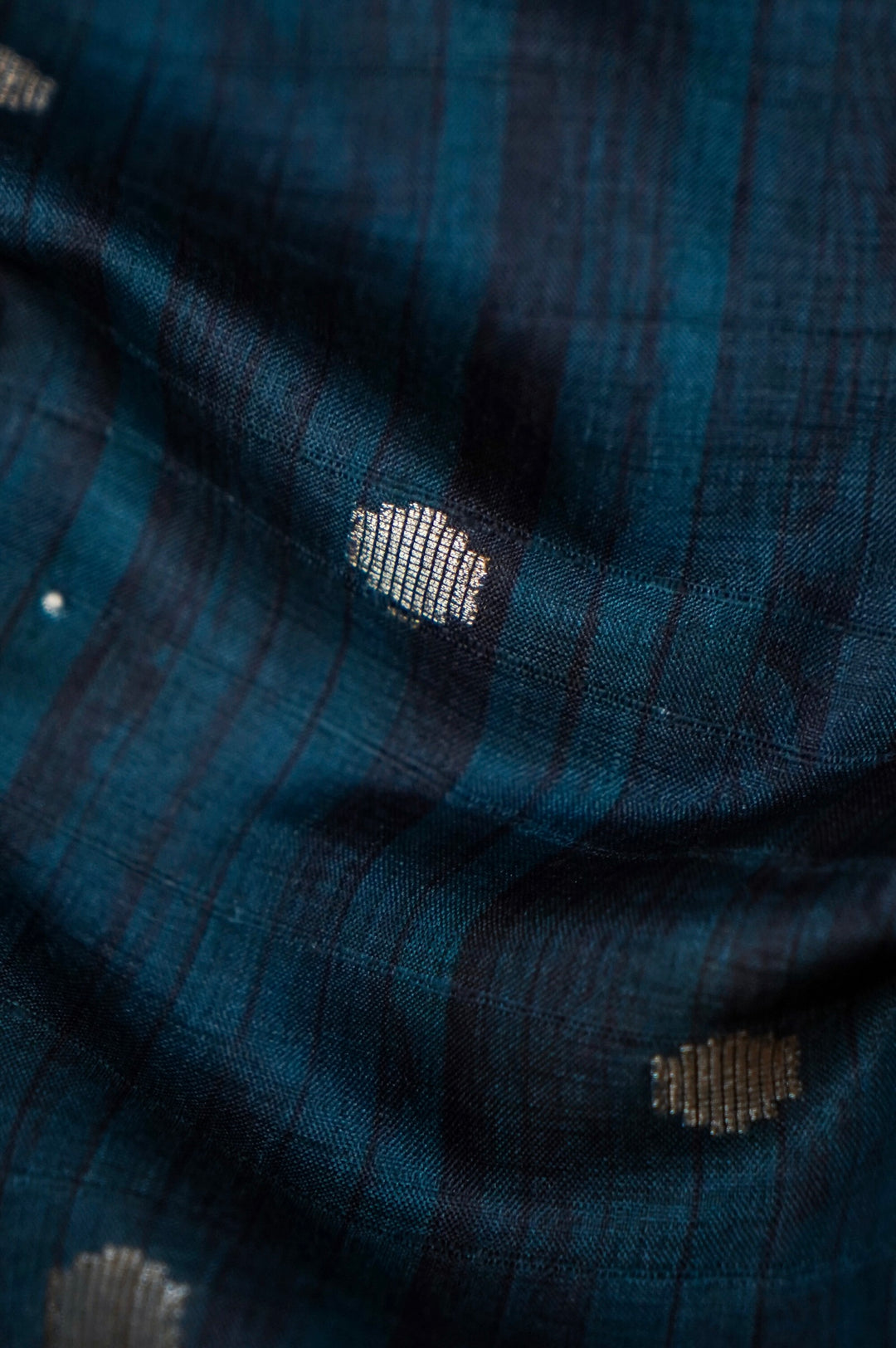 Teal Blue Chanderi Silk Suit Set with Pitta Zari Embroidery View 7