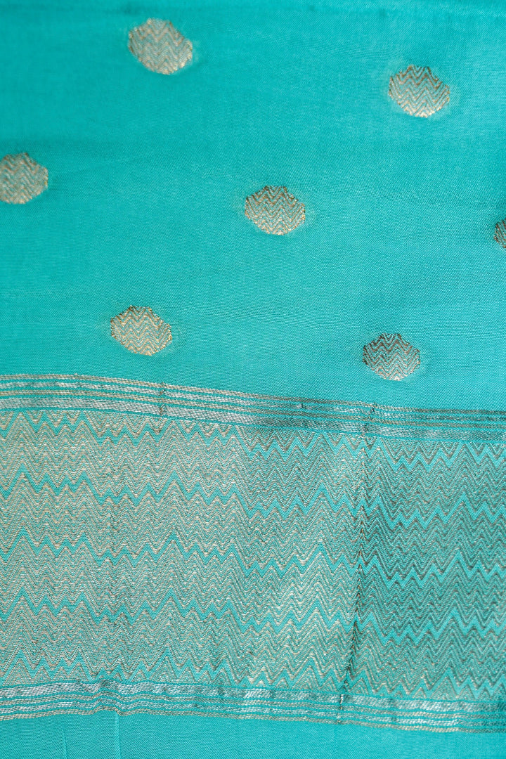 Aqua Green Pure Mashru Saree with Contemporary Design Patterns