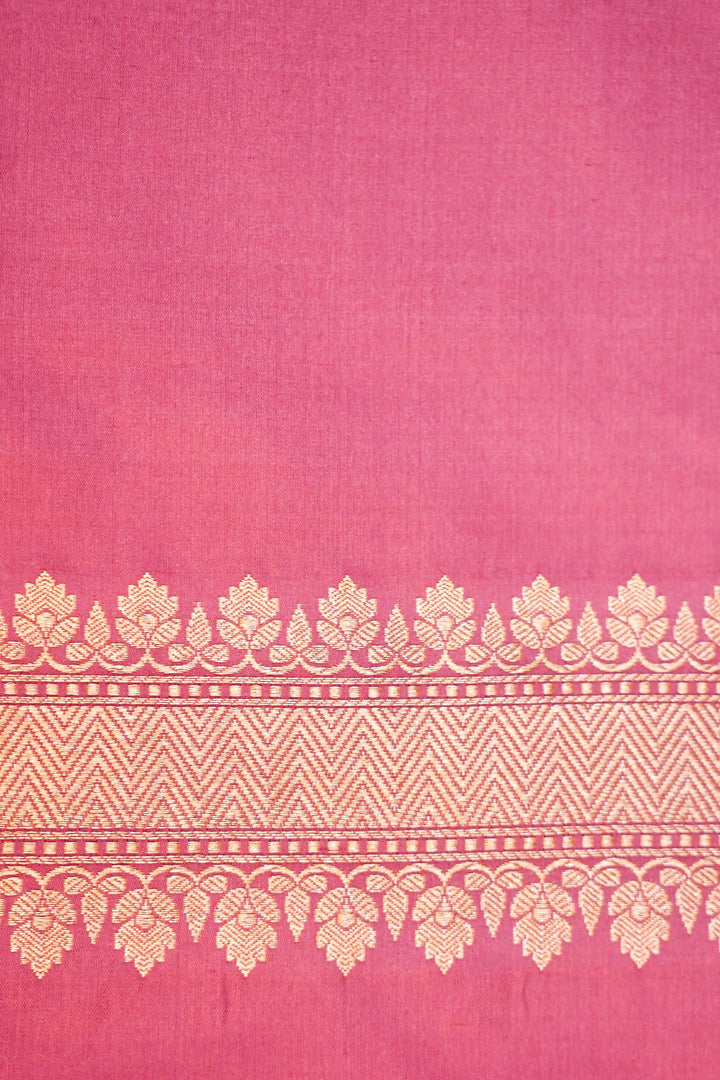 Pink Handloom Pure Banarasi Katan Satin Silk Jangla Saree