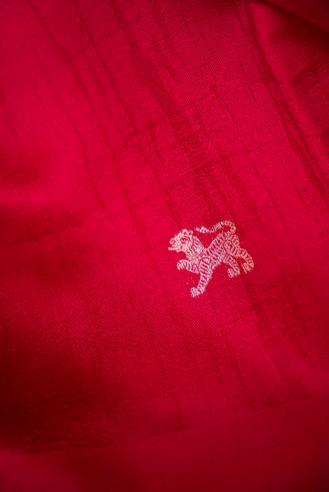 Elegant Pink Pure Katan Silk Saree with Tiger Motifs and Striped Weave Design
