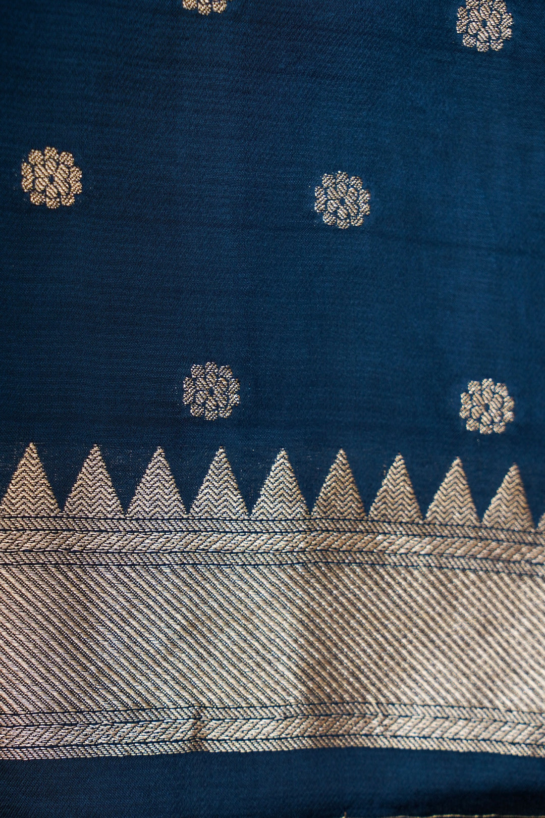 Teal Blue Pure Banarasi Kota Silk Saree with Silk Weaving Border