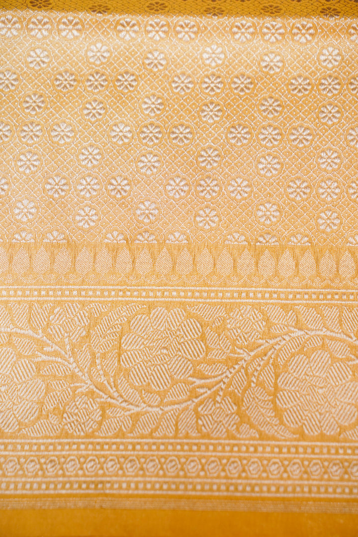Golden Handwoven Banarasi Pure Tissue Katan Silk Meenakari Jaal Saree