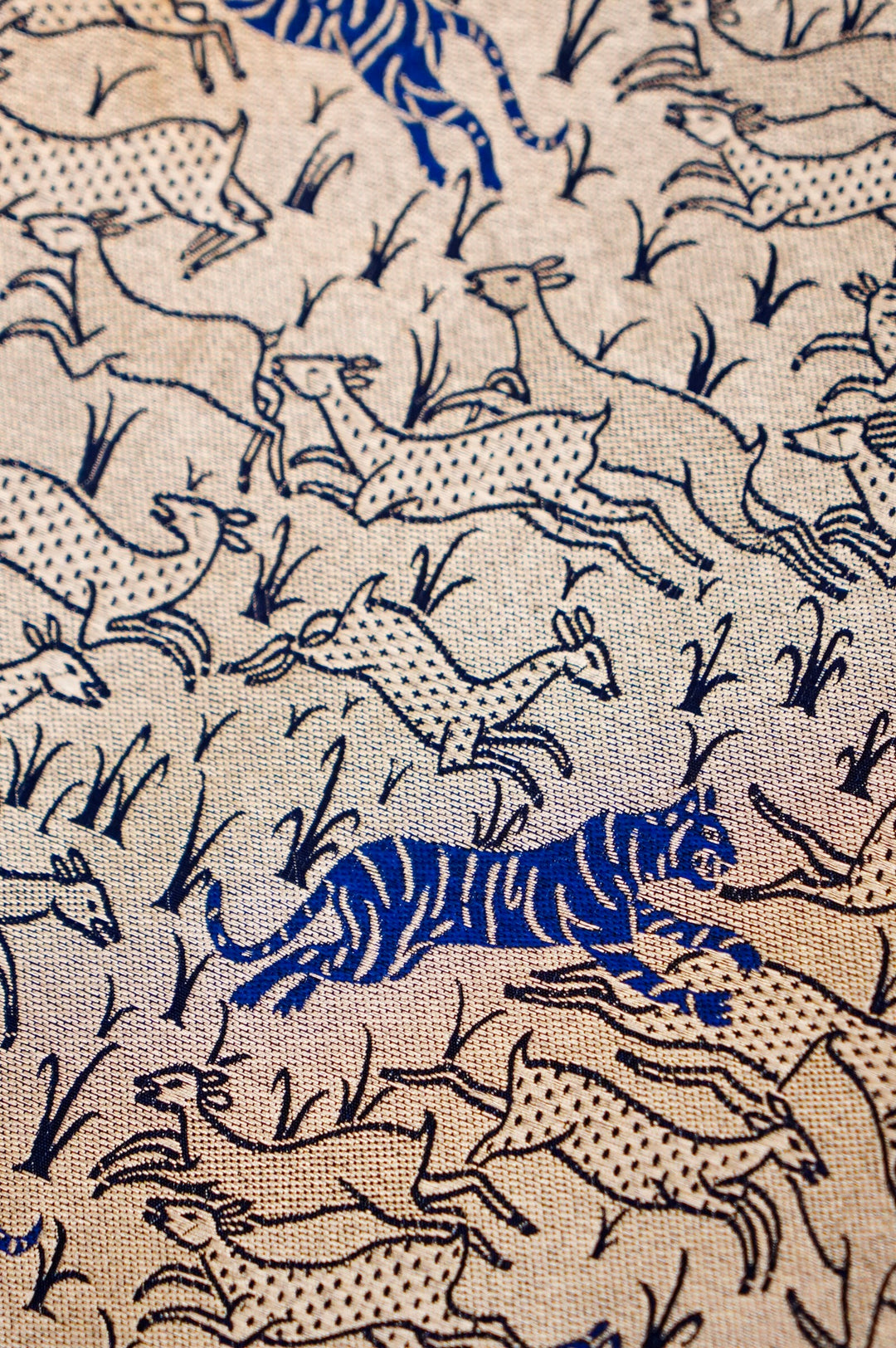 Dark Blue Banarasi Katan Silk Shikargah Suit Set