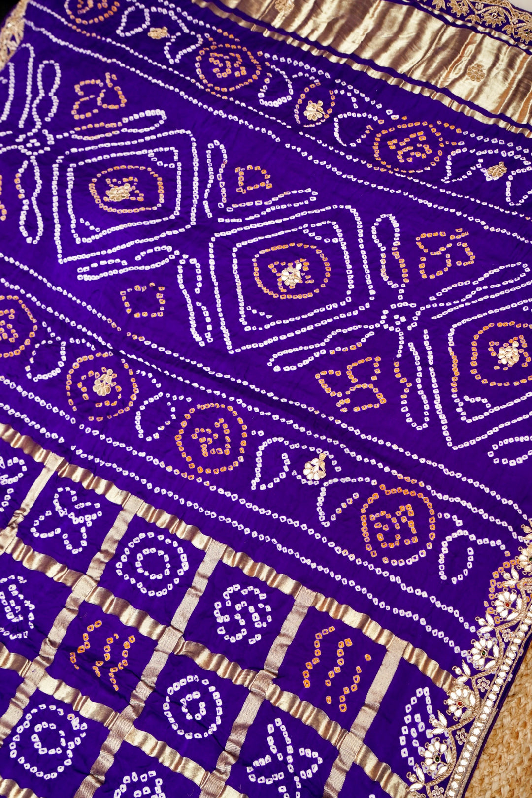 Royal Purple Pure Gajji Gharchola Saree with Gota Patti Hand Embroidery