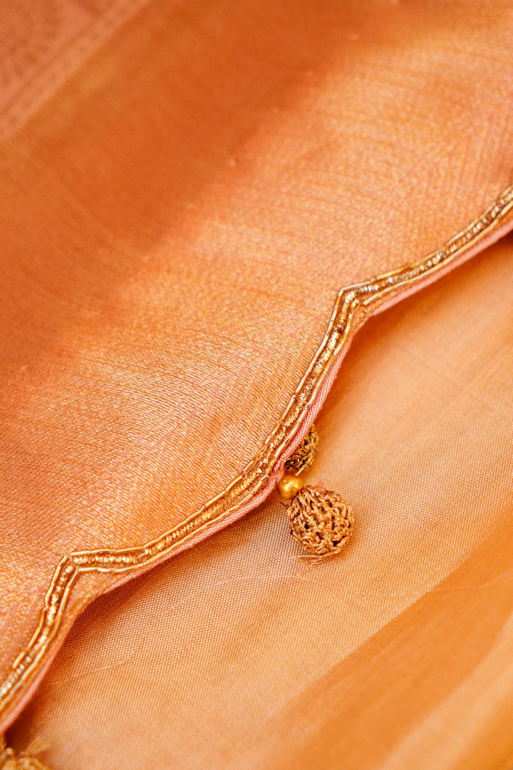 Banarasi Brocade Silk Saree with Zardozi Meenakari Hand Embroidery & Scallop Border