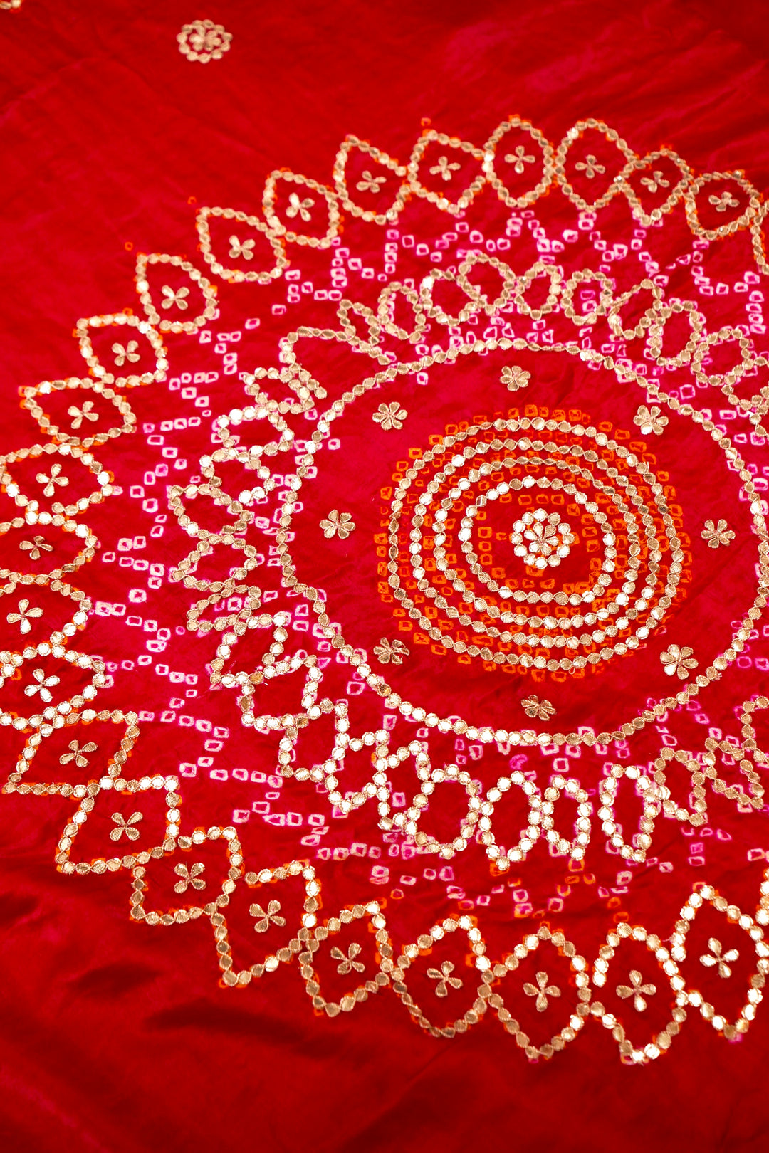 Pure Rani Pink Gajji Silk Gharchola Saree with Hand Embroidery