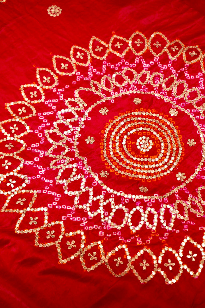 Pure Rani Pink Gajji Silk Gharchola Saree with Hand Embroidery