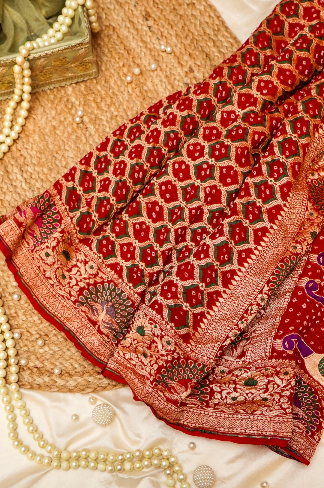 Handwoven Meenakari Pure Khaddi Georgette Kimkhwab Saree View 1