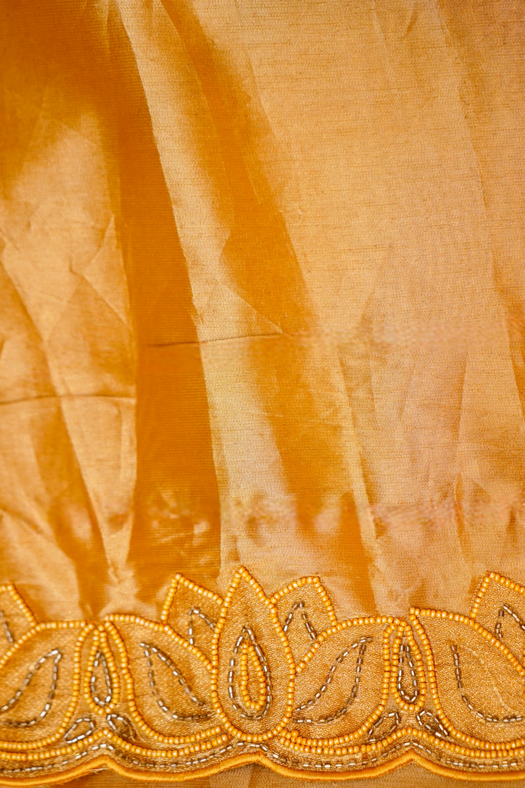 Golden Soft Silk Saree with Pearl and Cutdana Embroidery View 6