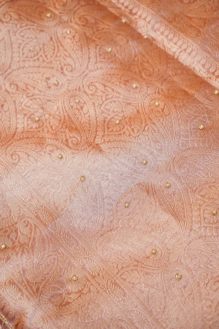Onion Pink Maharani Tissue Silk Pichwai Motif Saree