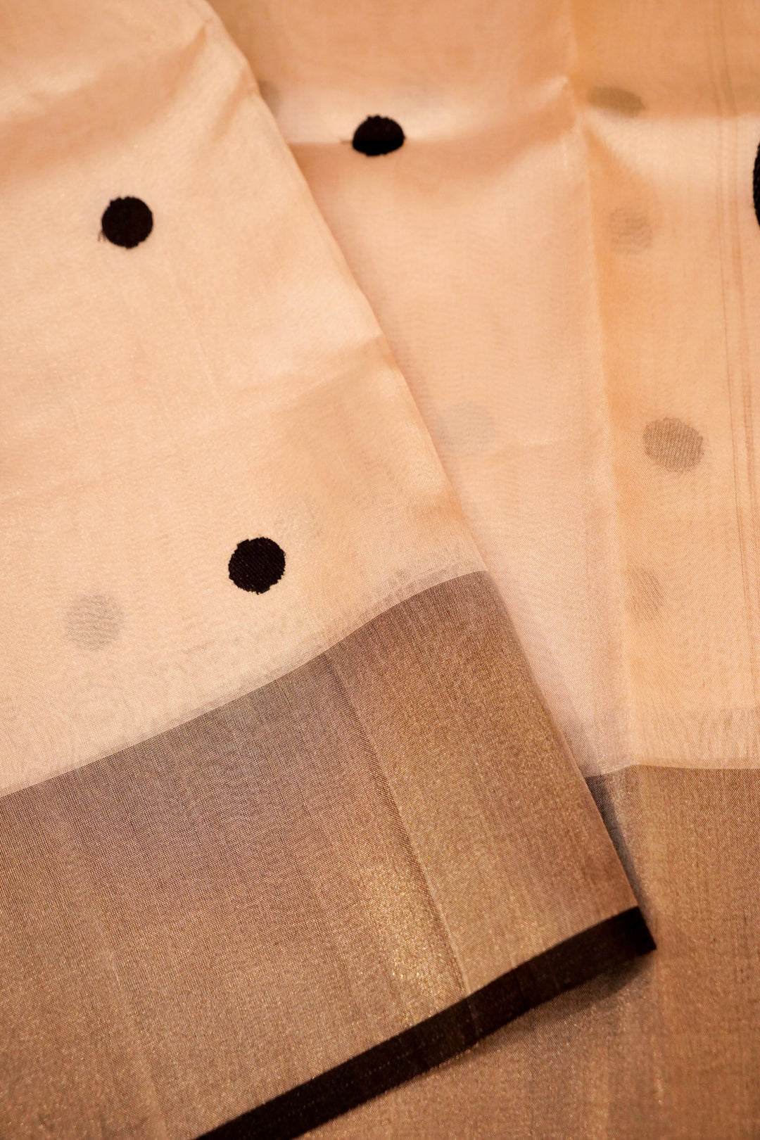 Silver Pure Banarasi Katan Tissue Saree with Black Contemporary Detailing