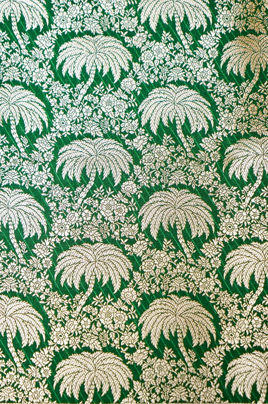 Green Raw Mango Brocade Silk Unstitched Suit Set View 3
