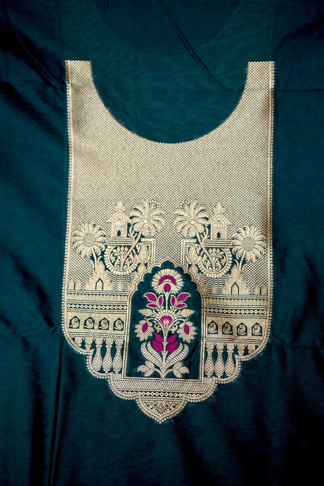 Teal Green Modal Silk Co-Ord Set with Heritage Woven Design