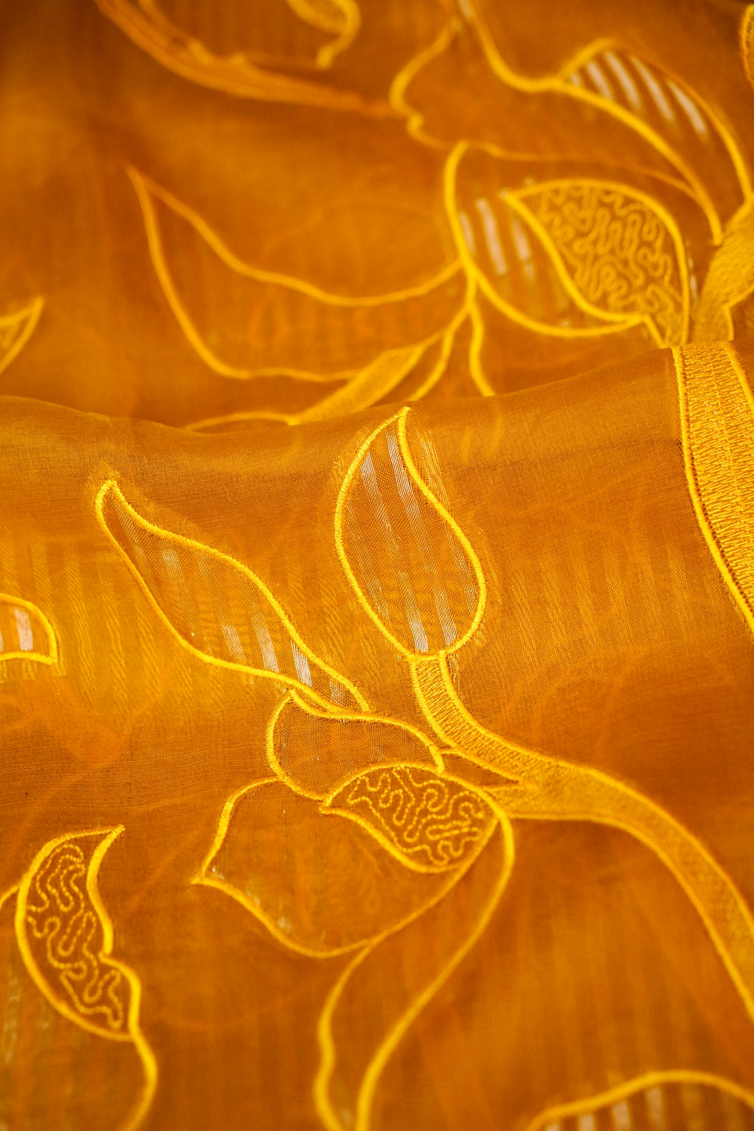 Haldi Wear Pure Organza Saree with Banarasi Brocade Appliqué Work View 6