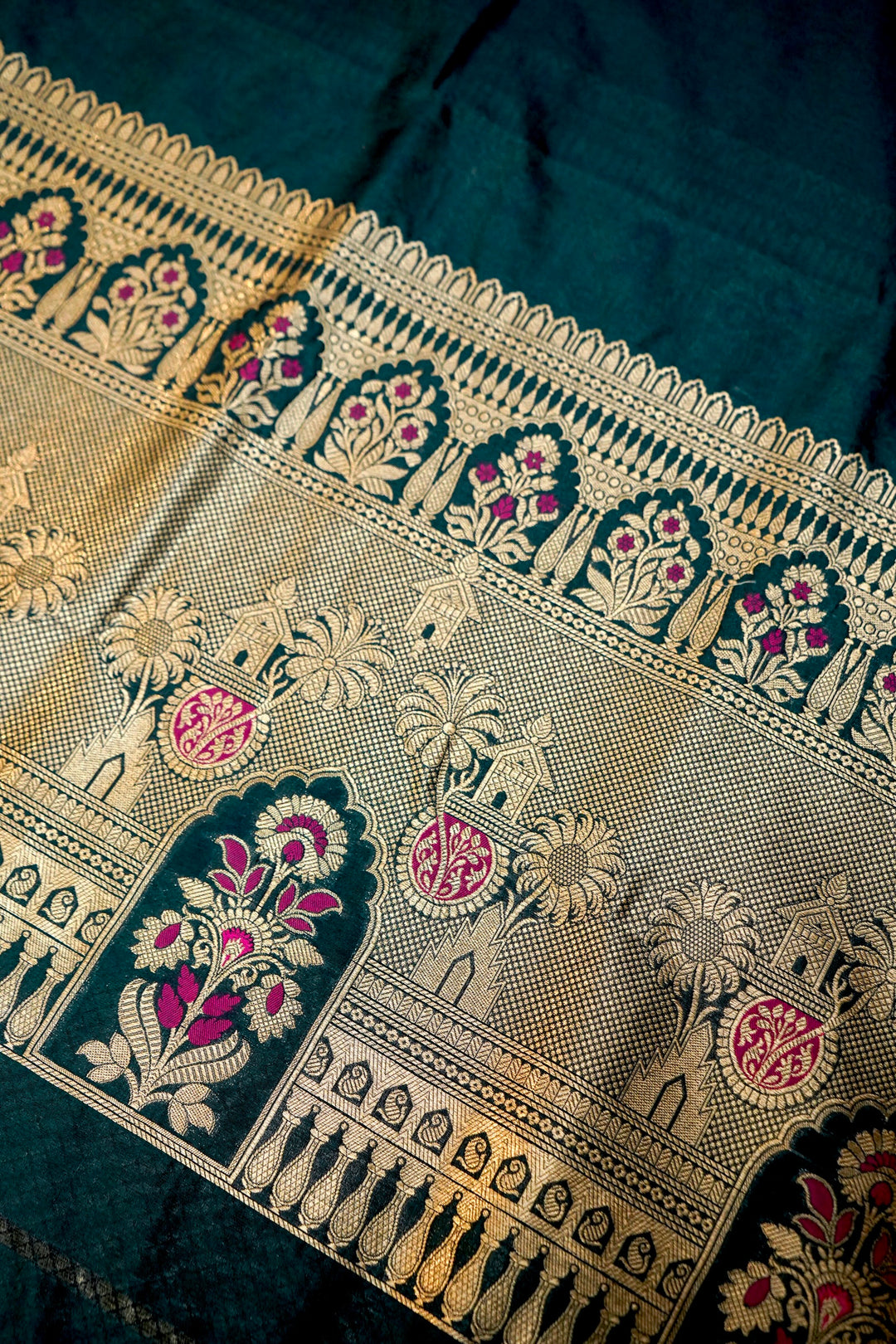 Teal Green Modal Silk Co-Ord Set with Heritage Woven Design
