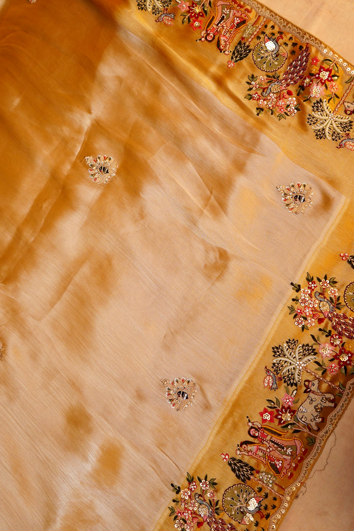 Sunehri Adaa – Designer Golden Tissue Silk Saree