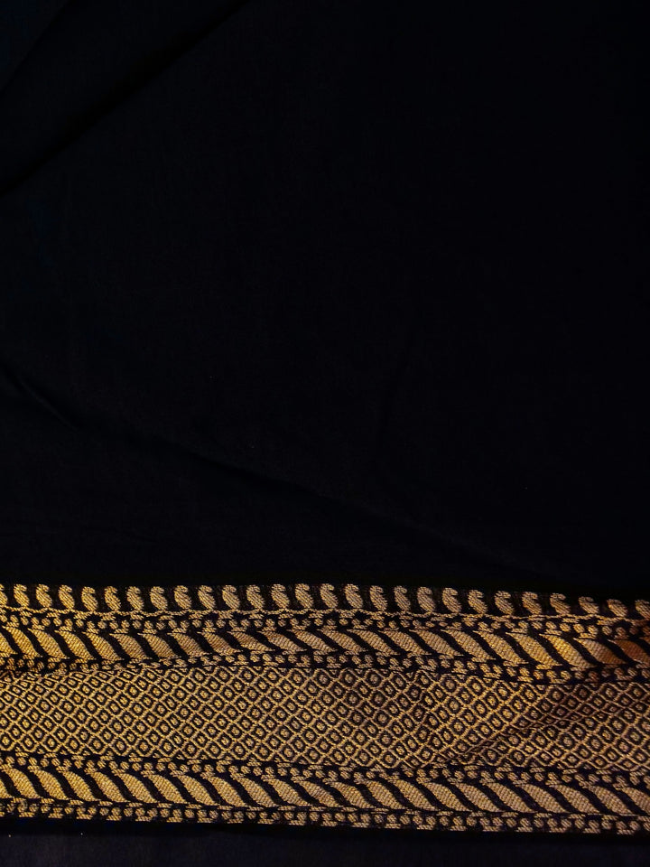 Elegant Black Banarasi Khaddi Georgette Saree with Exquisite Zari Weave Checks