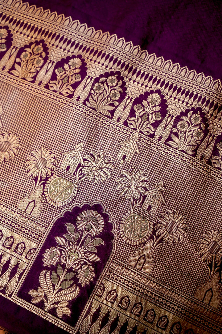 Dark Purple Modal Silk Co-Ord Set with Heritage Woven Design