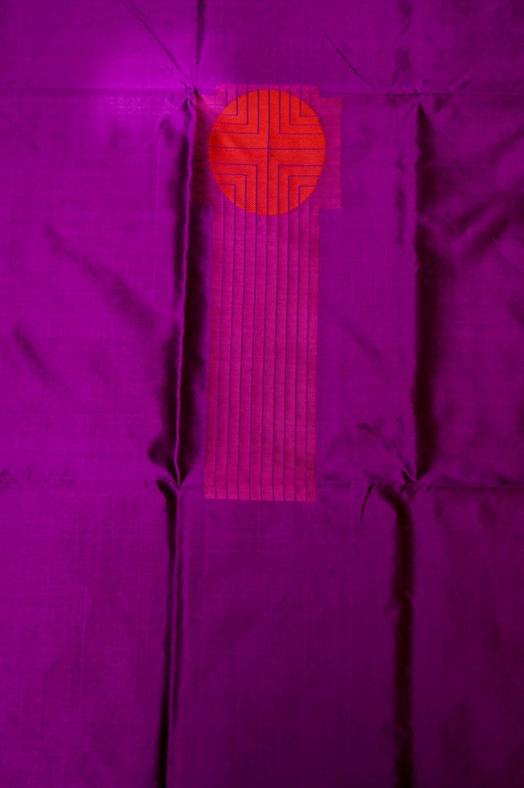 Elegant Purple Katan Silk Cord Set with Intricate Thread Woven Neck Design View 2
