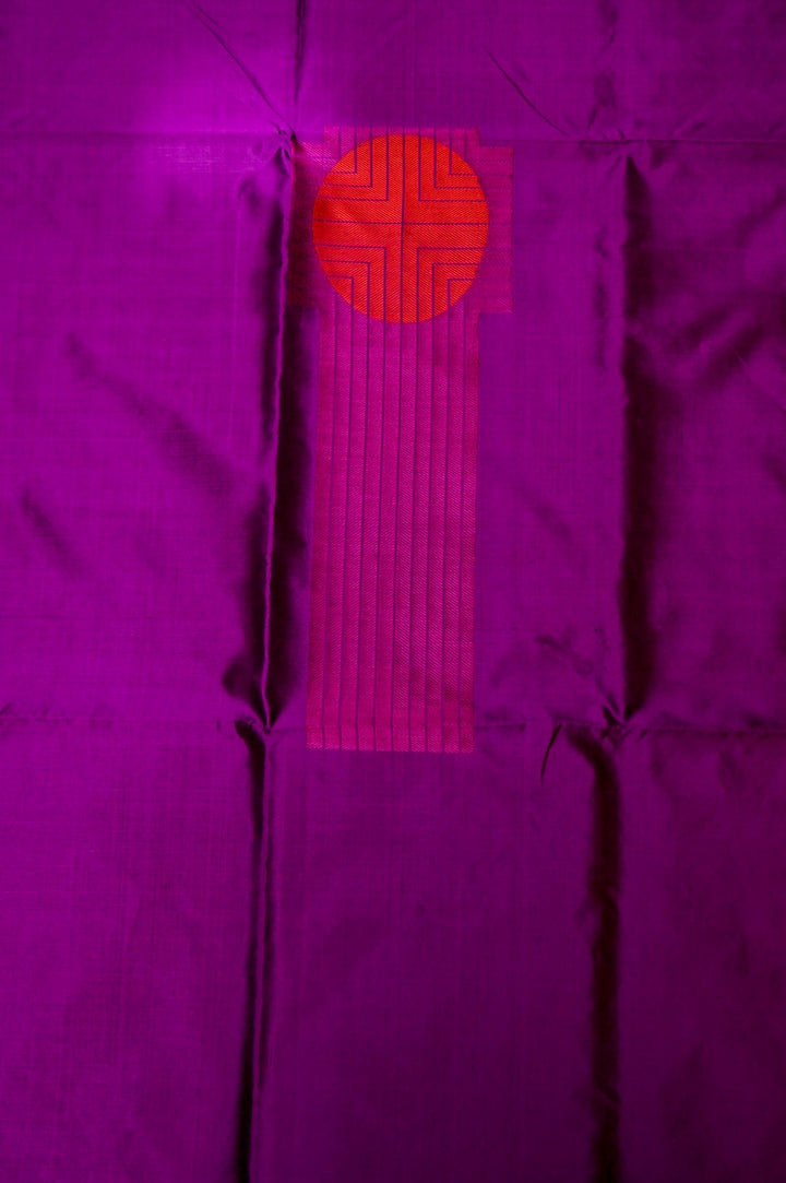 Elegant Purple Katan Silk Cord Set with Intricate Thread Woven Neck Design View 2