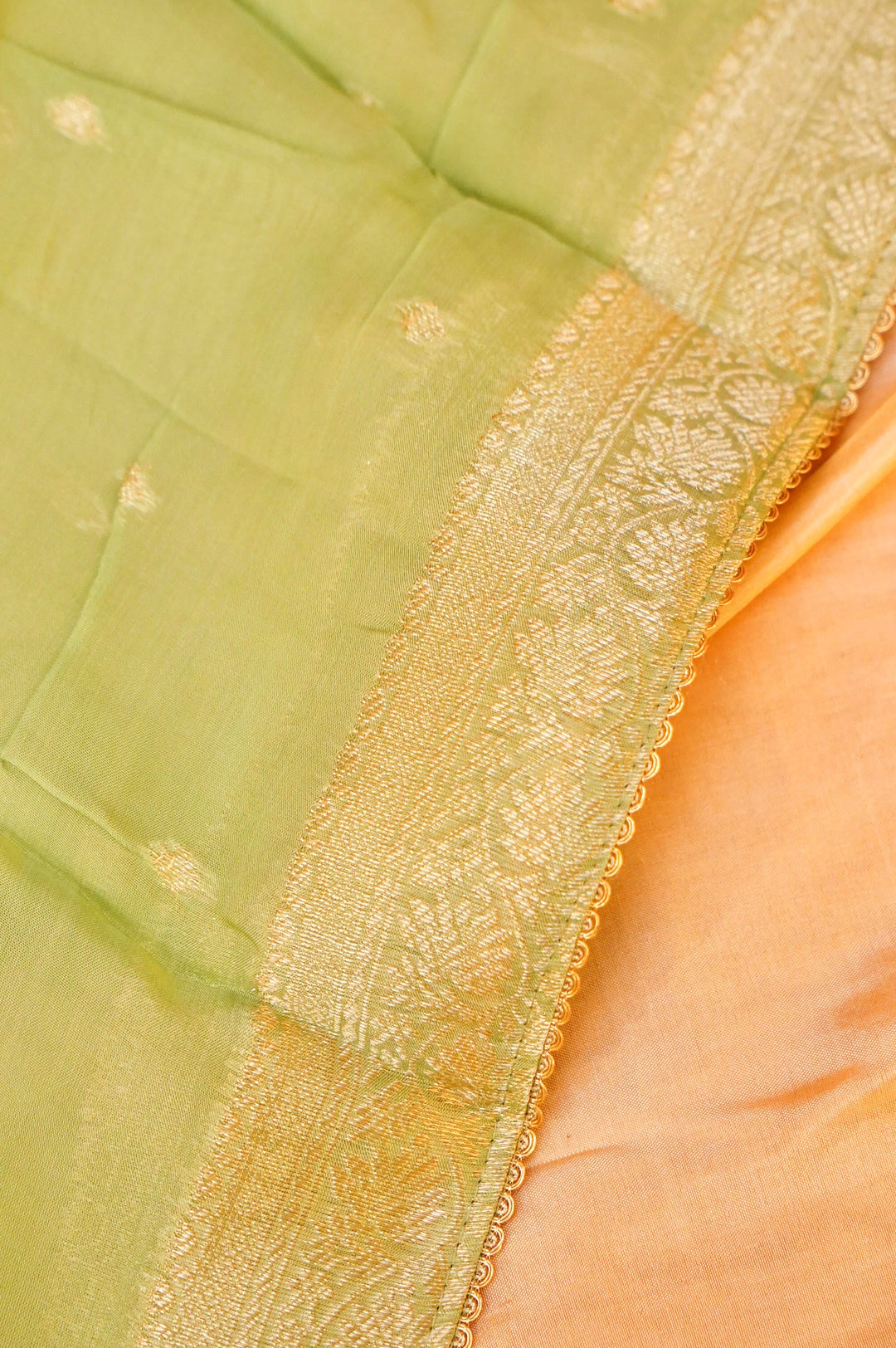 Pista Green Banarasi Brocade Soft Silk Unstitched Suit Set with Hand Zardozi Embroidery Bird Motif