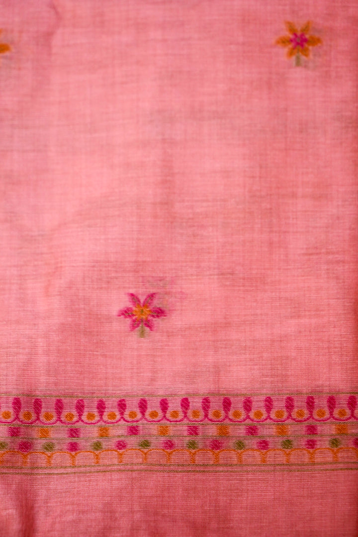 Blush Pink Floral Embroidered Unstitched Suit Set