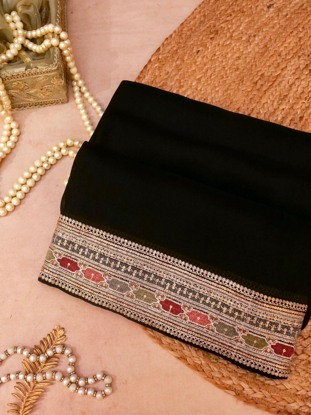 Sabyasachi Inspired Pure Organza Saree with Designer Border Heavy Resham Kadhai Blouse View 1