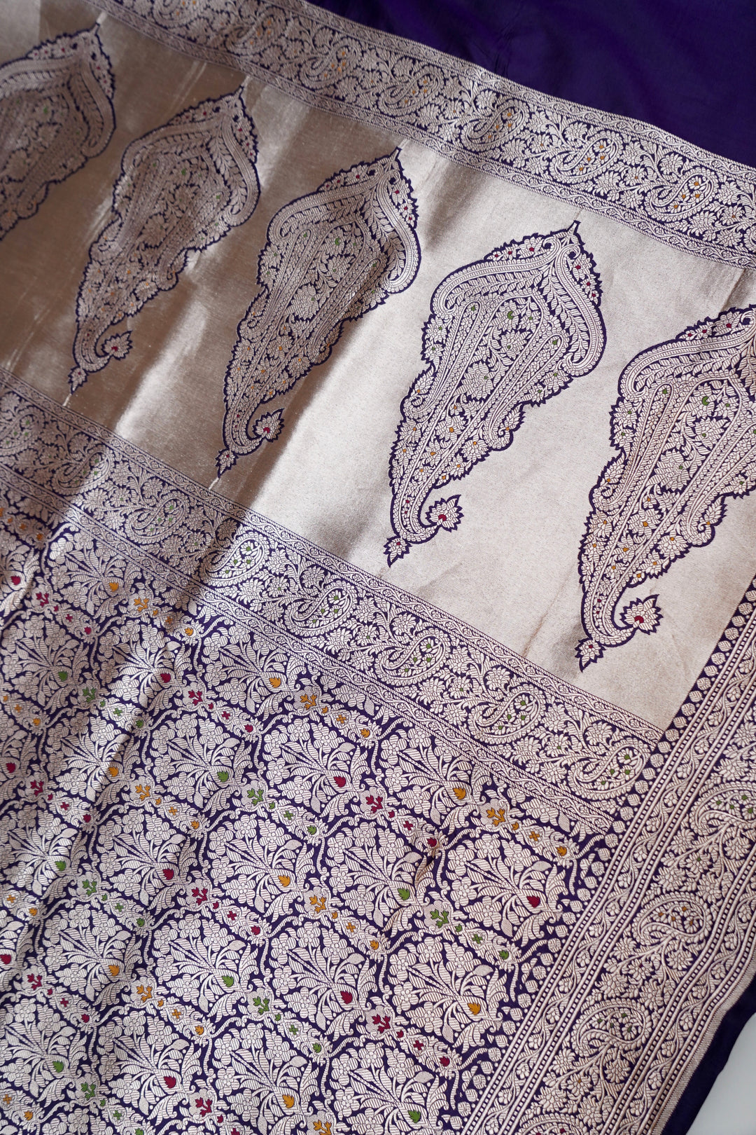 Royal Handwoven Purple Banarasi Pure Katan Silk Meenakari Saree