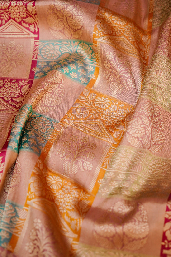 Handwoven Rangkat Banarasi Pure Katan Silk Saree in Onion Pink Hue