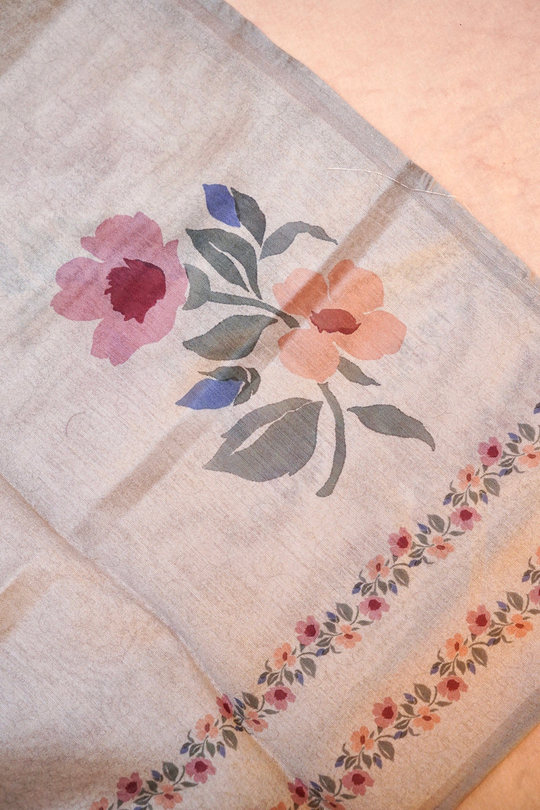 Beige Banarasi Chanderi Tussar Silk Suit Set