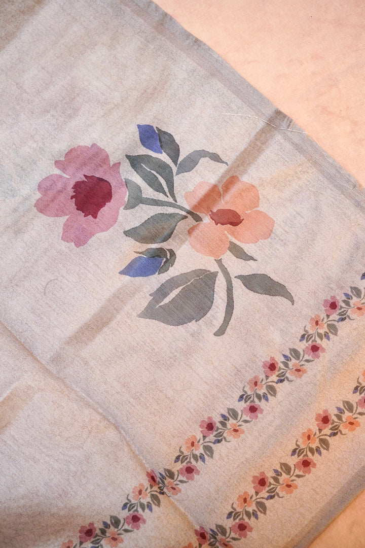 Beige Banarasi Chanderi Tussar Silk Suit Set