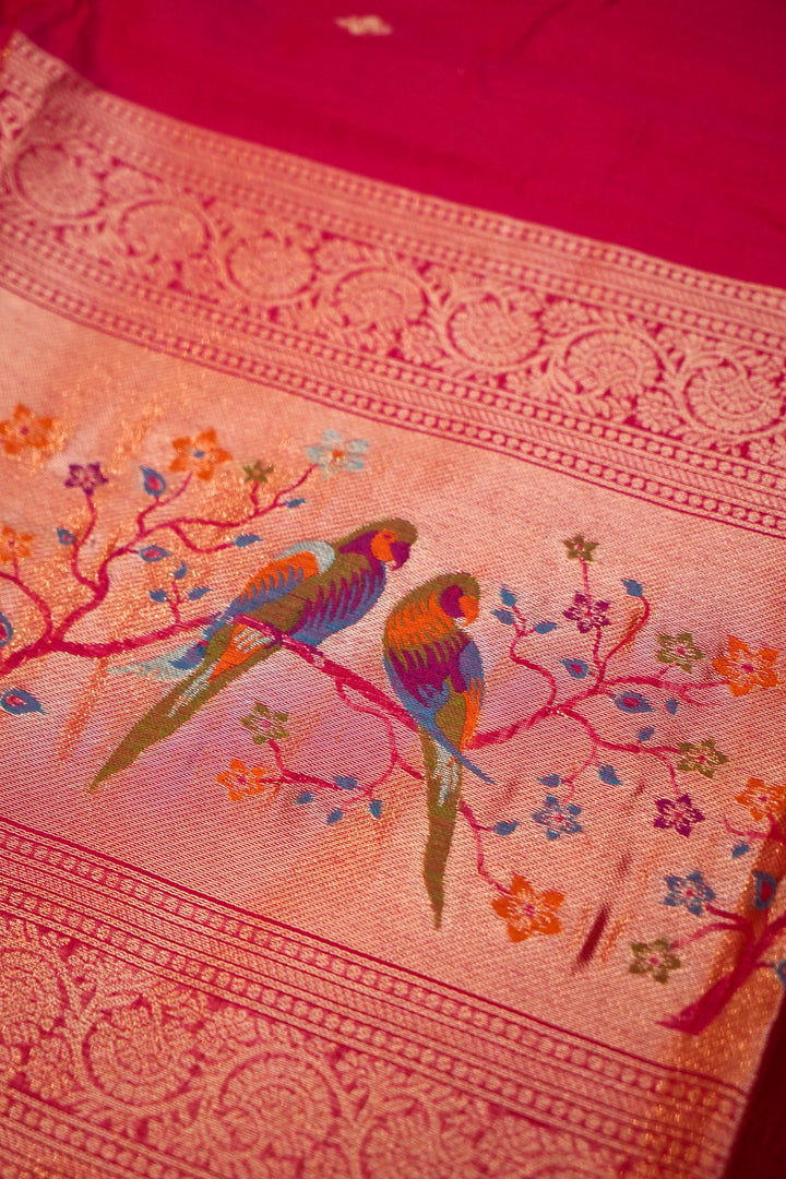 Blush Pink Meenakari Birds Cotton Silk Suit Set