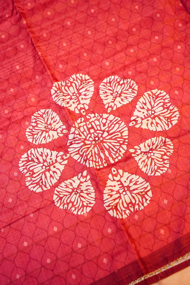 Banarasi Chanderi Tussar Silk Suit with French Knot Embroidery