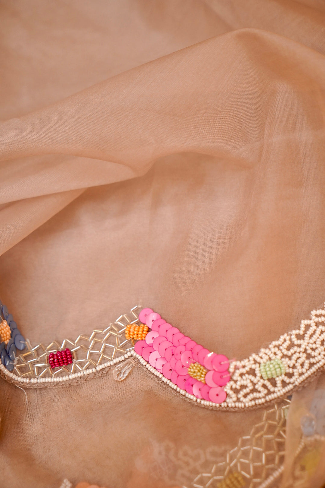 Perfect Carnival Organza Saree with Multicolour Embroidered Blouse View 5