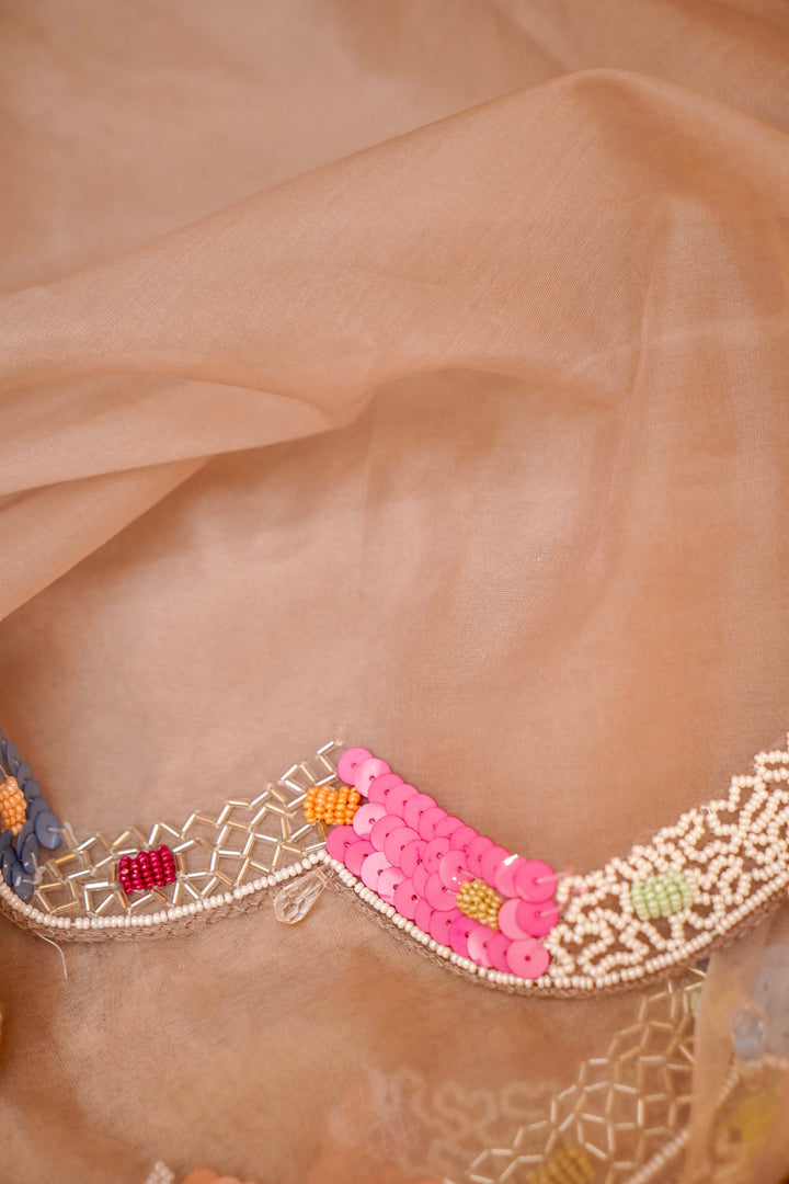 Perfect Carnival Organza Saree with Multicolour Embroidered Blouse View 5