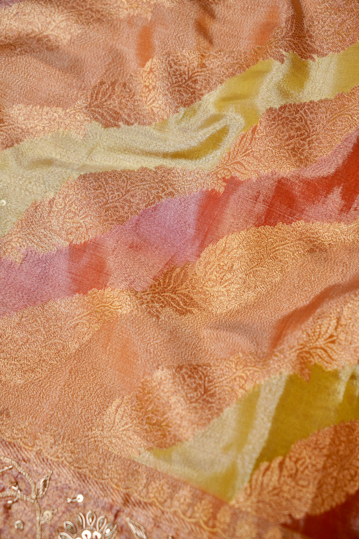 Designer Banarasi Brocade Rangkaat Tissue Silk Saree with Hand Embroidery