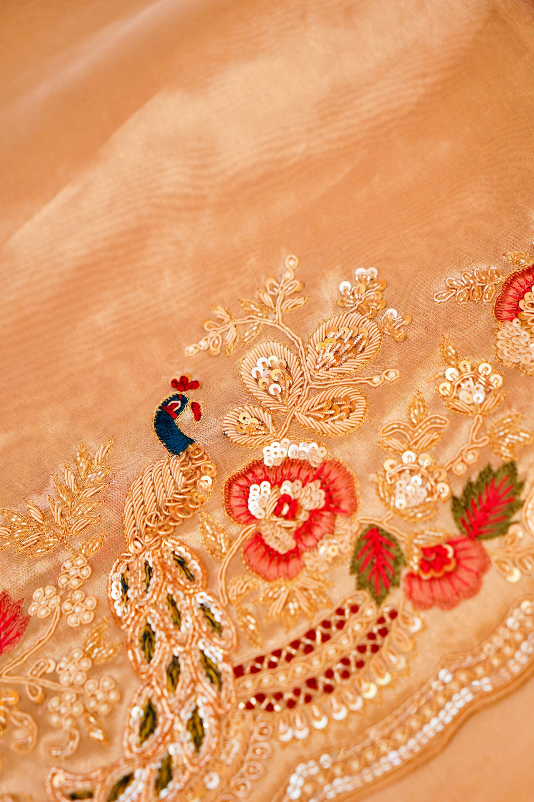 Pure Tissue Silk Zardozi and Hand Embroidery Meenakari Saree by Raas Collection