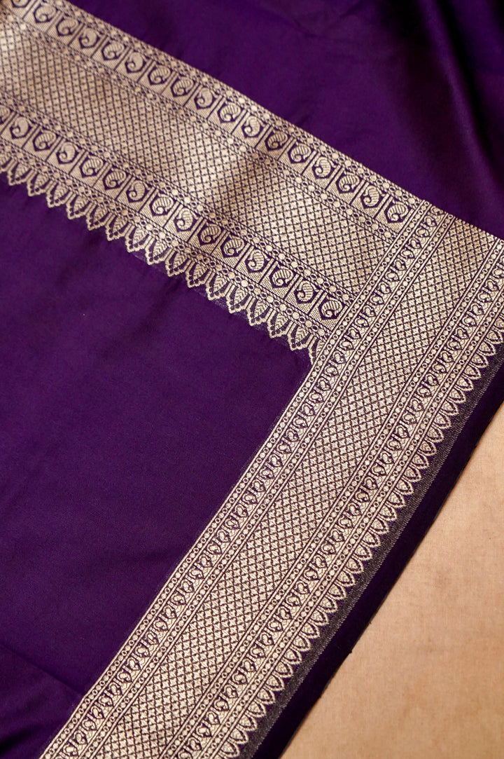Dark Purple Modal Silk Unstitched Suit Set with Meenakari Zari Thread Weave View 6