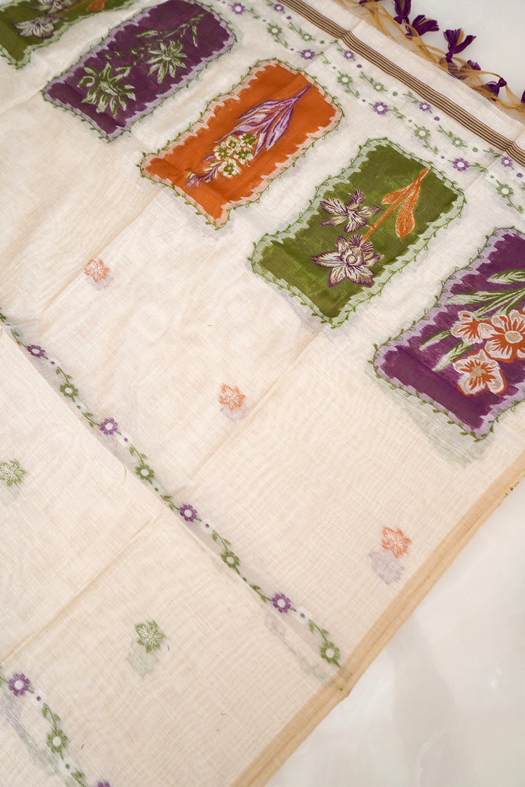 Pure White Meenakari Traditional Cotton Silk Suit Set