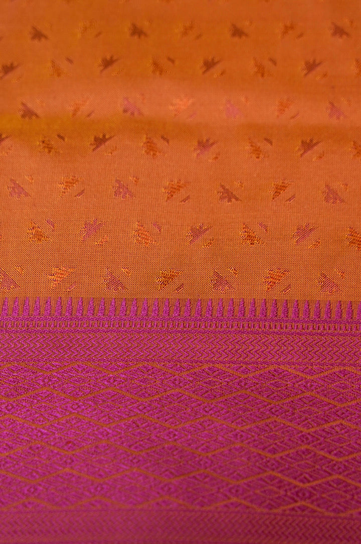 Mustard Yellow Handwoven Banarasi Tanchoi Silk Saree with Resham Art