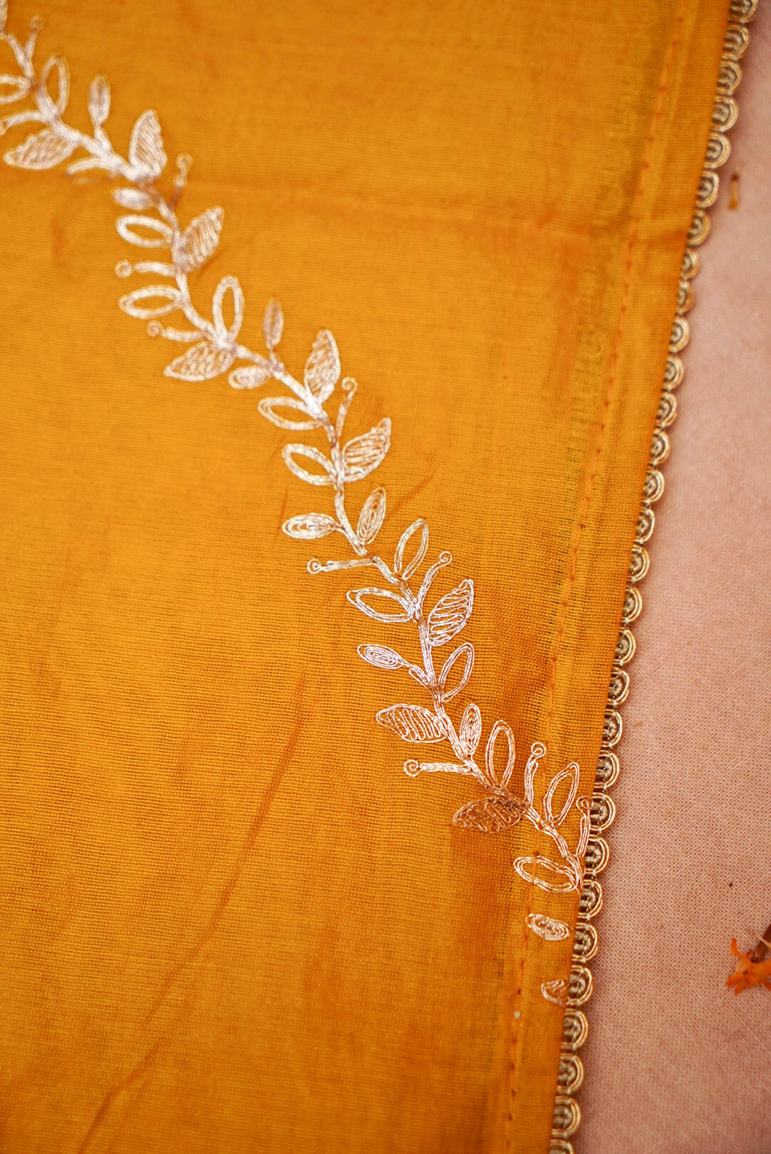Pure Mul Silk Suit with Peacock Embroidered Neckline and Pitta Zari Dupatta