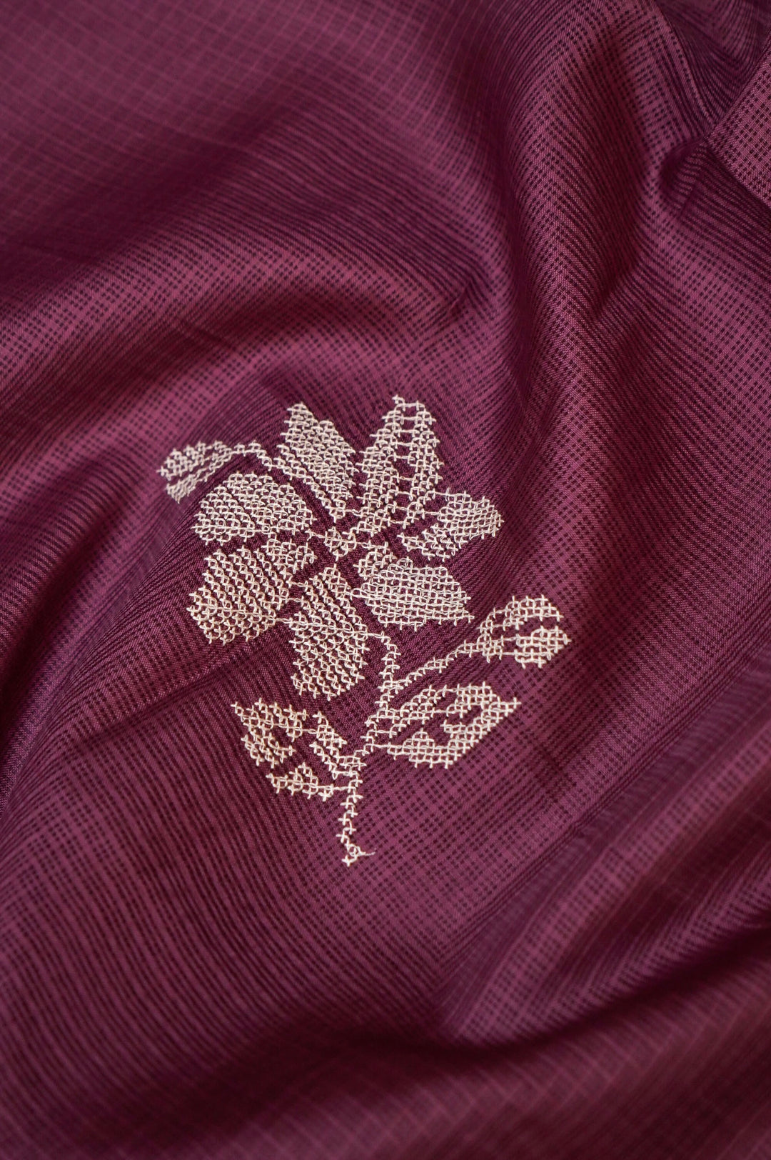 Onion Pink Pure Kota Suit Set with Cross Stitch Embroidery View 3