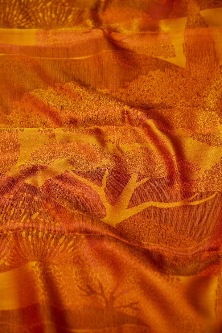Mustard Yellow Handwoven Pure Banarasi Tanchoi Silk Saree